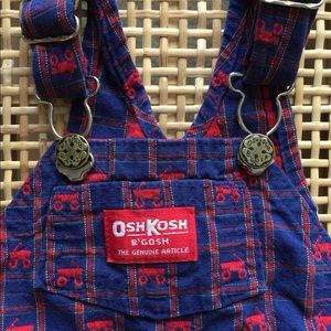 Vintage Osh Kosh B’Gosh overalls with kids wagons